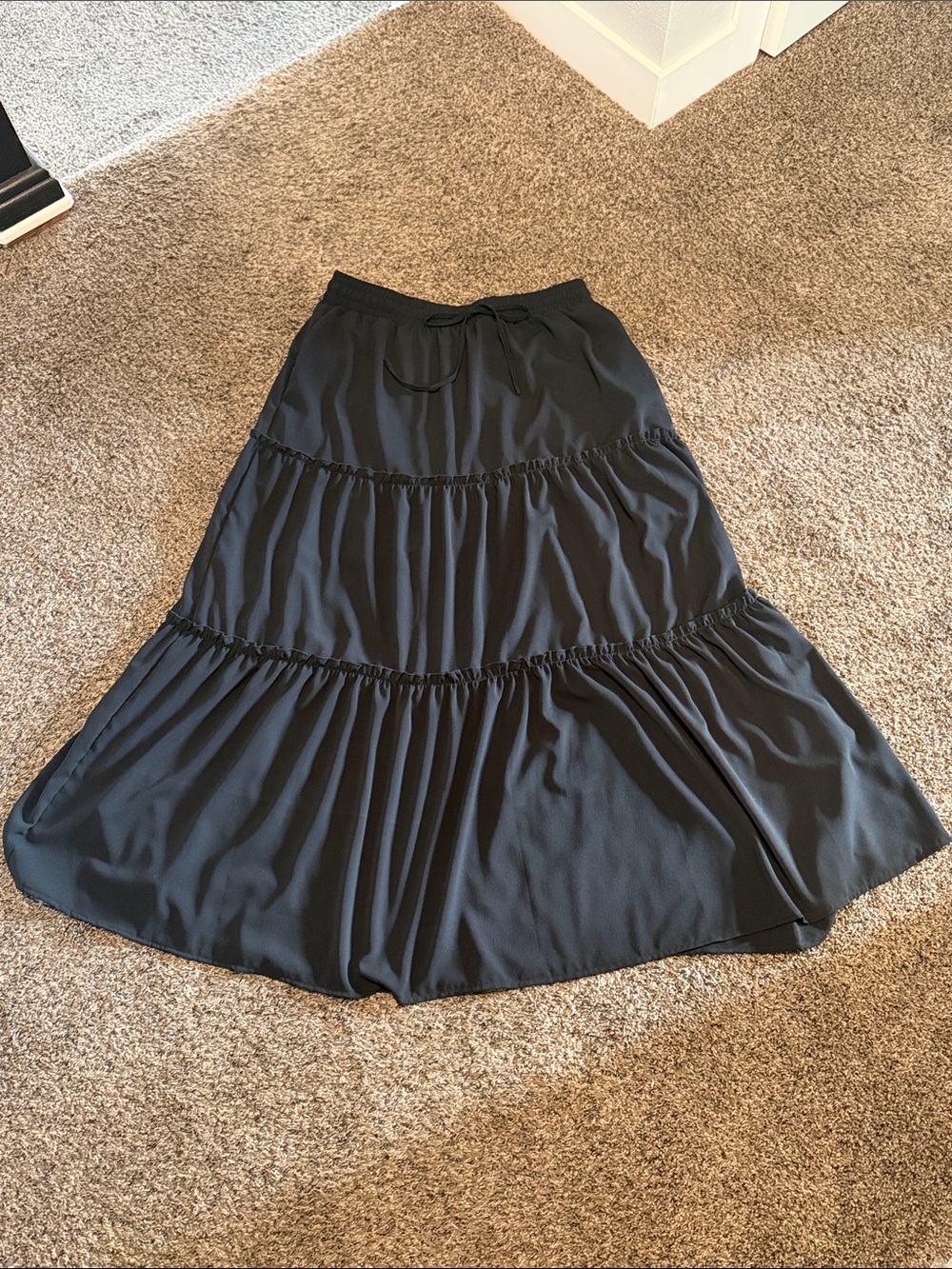 Black Tiered Maxi Skirt - Women's Flowing Skirt